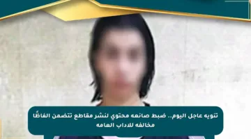 تنويه عاجل اليوم.. ضبط صانعة محتوى لنشر مقاطع تتضمن ألفاظًا مخالفة للآداب العامة